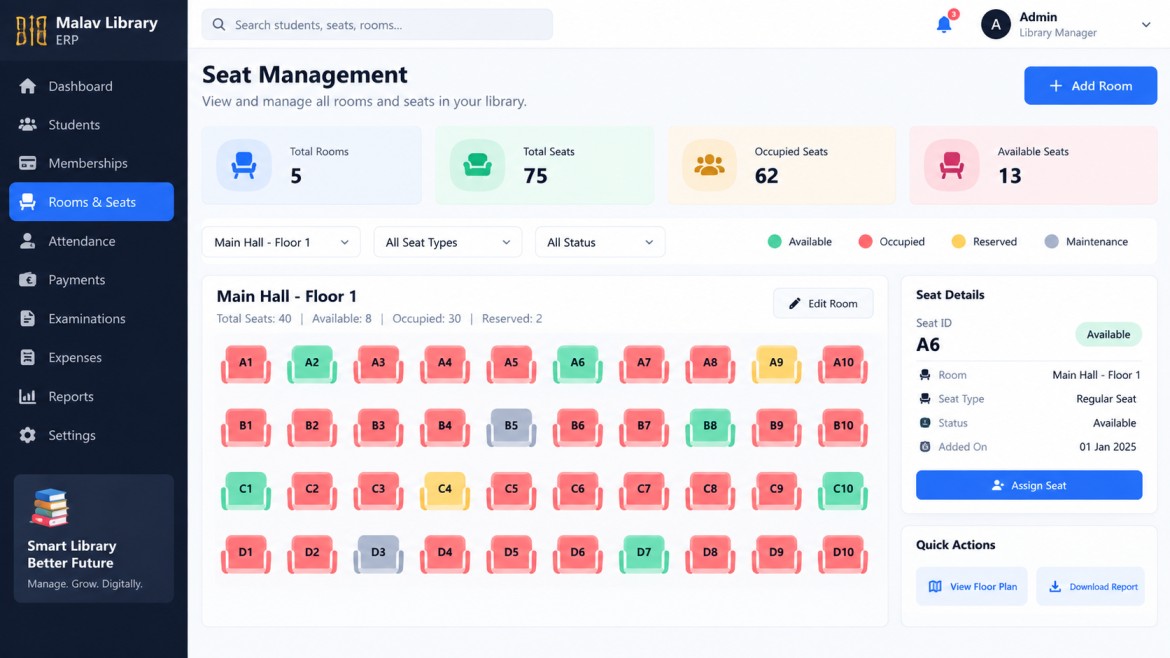 Interactive Library Seat Management